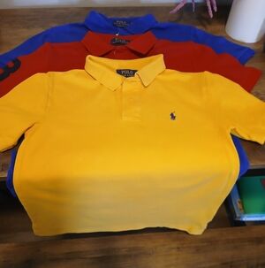 Polo by Ralph Lauren Kids Yellow, Red, and Blue Polo Shirts. Sz 10/12